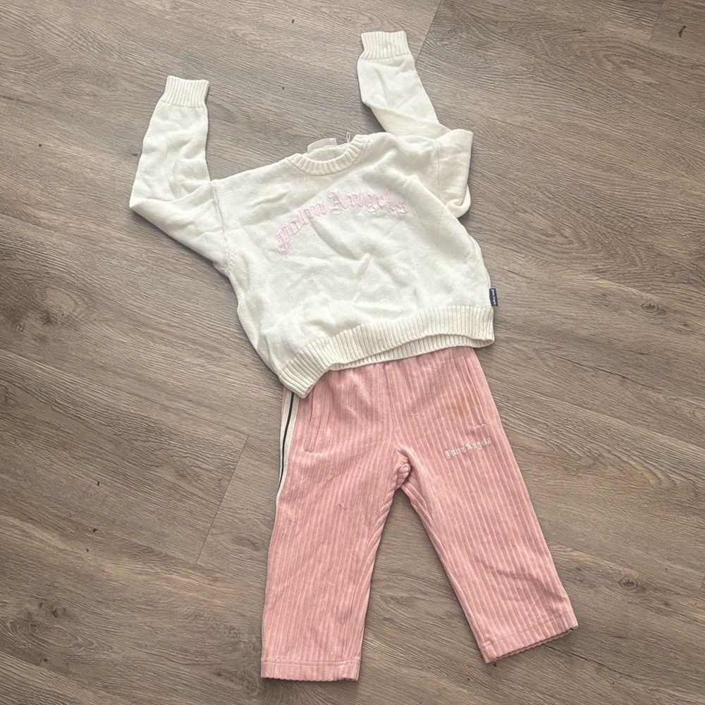 Palm Angels Cream and Pink Kids Matching Set